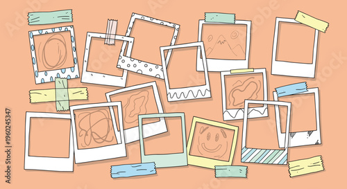 Orange scrapbook photo collage with layered frames and creative paper texture