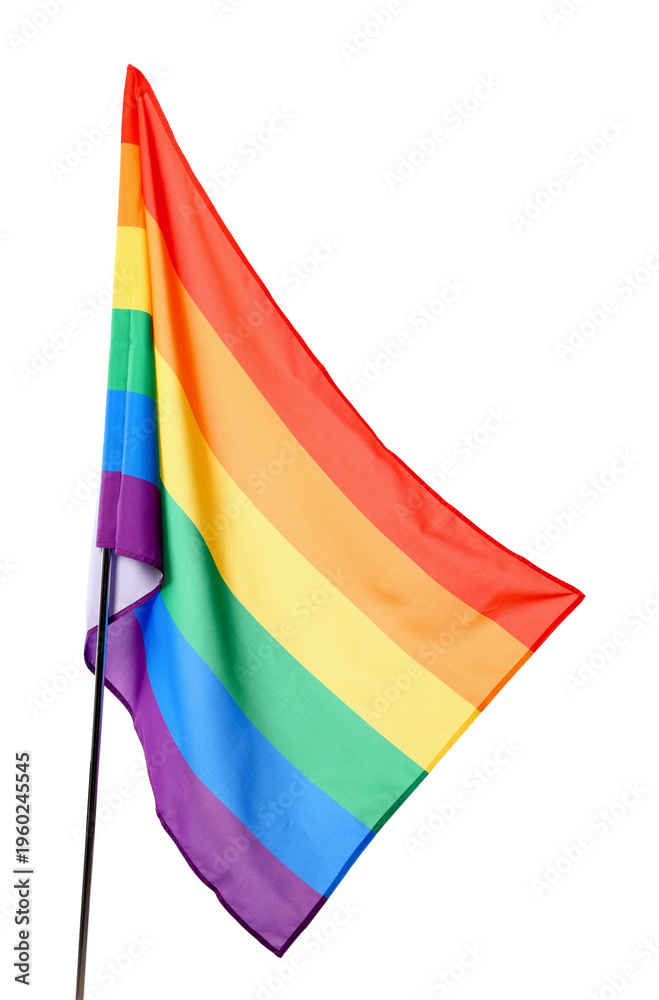 Fototapeta premium Waving LGBT flag on white background