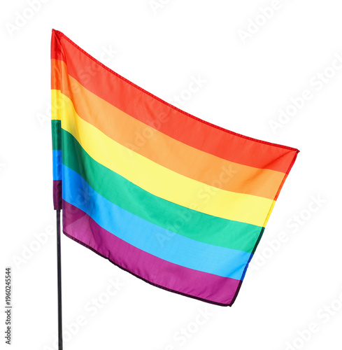 Waving LGBT flag on white b...