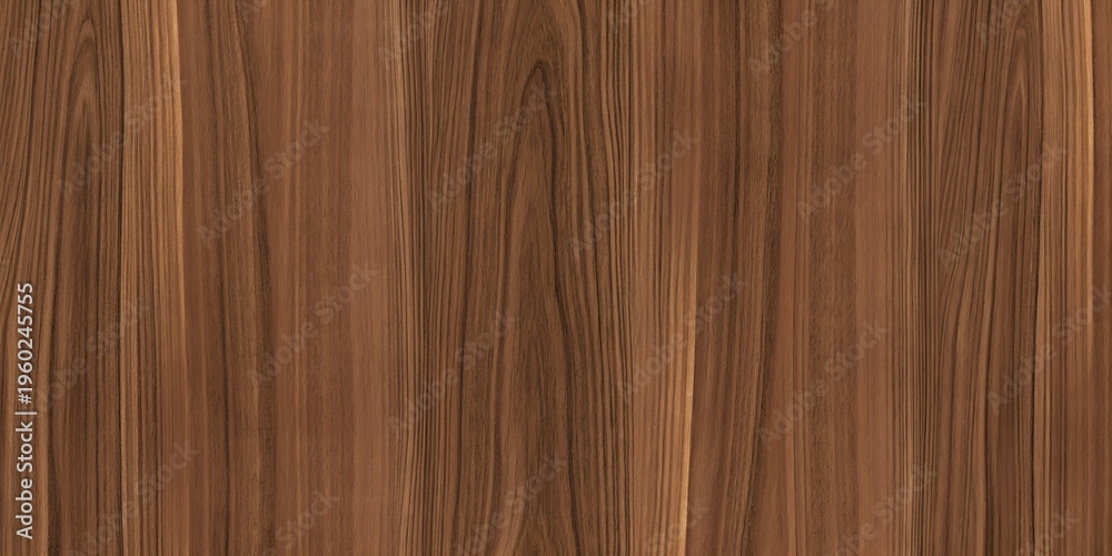 Fototapeta premium Natural rich walnut wood grain texture seamless background with vertical straight grain and warm deep brown veneer patterns