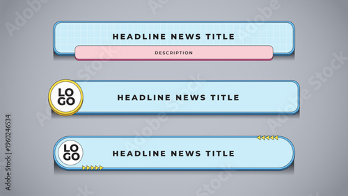 Broadcast lower third template with headline news bar for television and streaming overlay