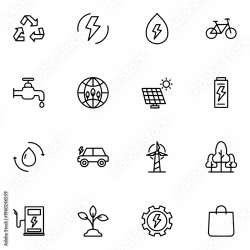 ecology icons set