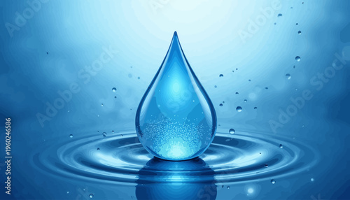 water drop on blue background