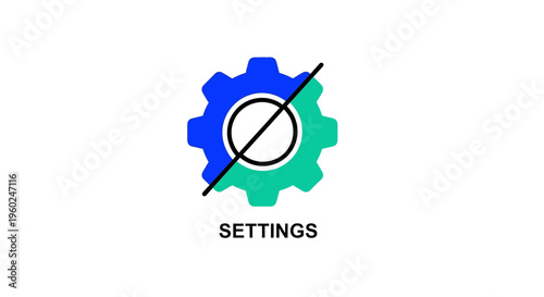 Gear Icon with a Diagonal Strike Through Representing Disabled Settings or Restricted System Configuration