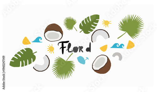 Coconut Paradise Tropical Fruit T Shirt Design Coco Beach Florida Vector Art