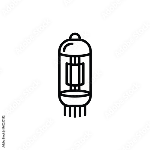 Simple line drawing of a vintage vacuum tube with a cylindrical shape