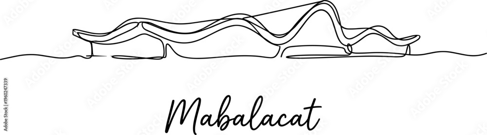 Obraz premium Minimalist Mabalacat Clark International Airport terminal skyline continuous line drawing vector illustration