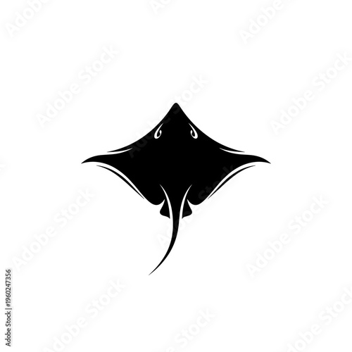 Black Manta Ray Silhouette Ocean Creature.