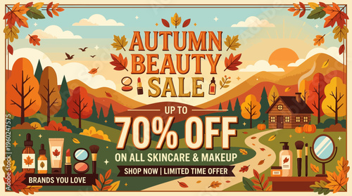 Autumn Beauty Sale Banner with Landscape