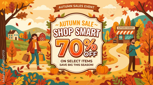 Autumn Sales Event Banner with Discount Offer