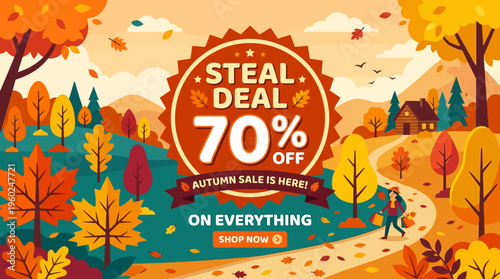 Autumn Sale Banner With Steal Deal Discount
