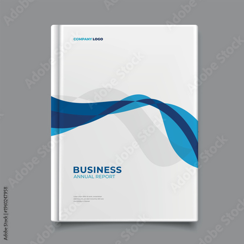 Modern Corporate Business Annual Report Cover Design with Blue Waves