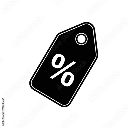 Black Percent Sign Price Tag Symbol.