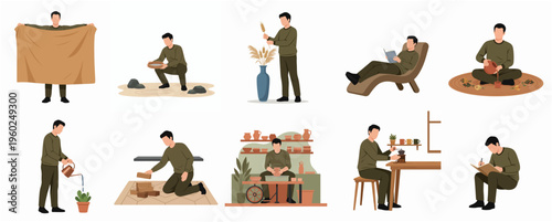 Flat Illustration Various Sport Athlete Doing Different Kind of Sport Activity