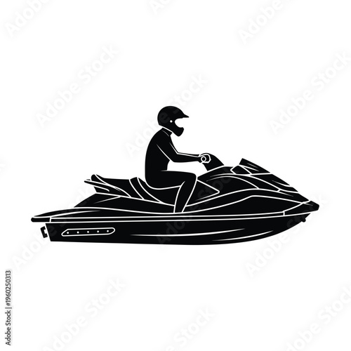 Silhouette of a person riding a jet ski on water