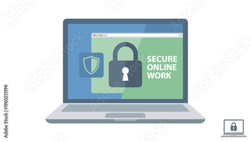 Laptop with padlock on screen display.