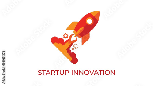 Rocket Ship Startup Innovation Concept.