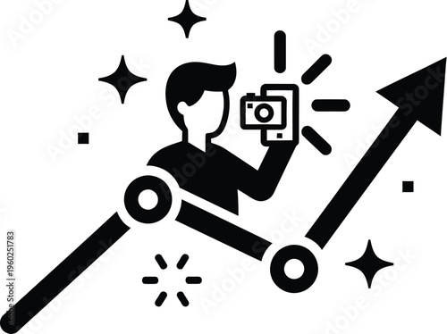 Business growth outline icon for success and development strategy