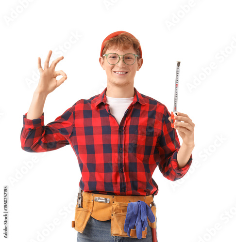 Young man with measuring ta...