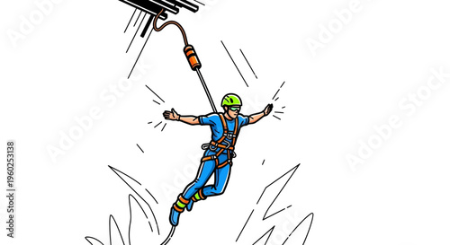 Dynamic Bungee Jumper Experiencing Thrill and Freedom