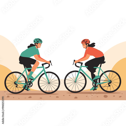 Dynamic Duo Cyclists Enjoying A Scenic Outdoor Ride Together