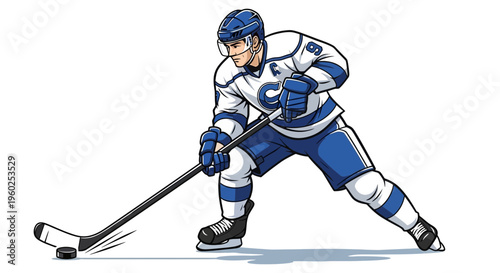 Dynamic Hockey Player Captures Intense Game Action