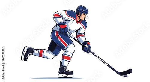 Dynamic Hockey Player Engaged in Intense Game Action