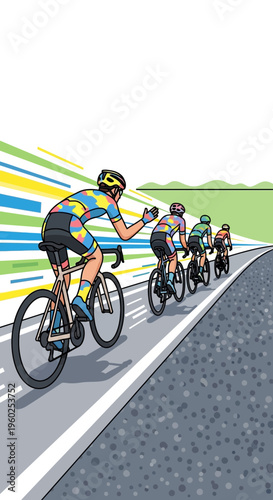 Dynamic Road Cycling Race Action Vector Art With Speed Lines