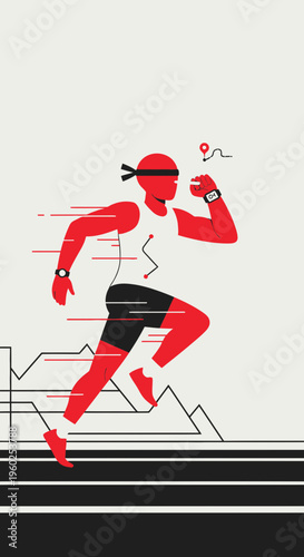 Dynamic Runner In Motion Vector Illustration Active Lifestyle Fitness And Speed