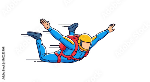 Dynamic Skydiver Freefall Illustration Action Sports Adventure