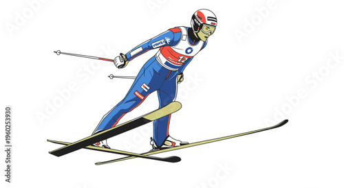 Dynamic Ski Jumper In Mid-Air Capturing The Essence Of Winter Sports Excitement