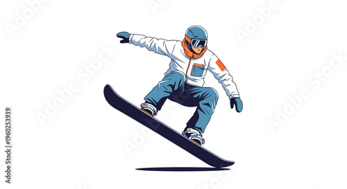 Dynamic Snowboarder Performing A Thrilling Aerial Trick