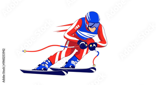 Dynamic Ski Racer Illustration Capturing Extreme Sport Motion