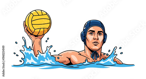 Dynamic Water Polo Player Illustration Ready For Action
