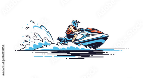 Dynamic Watercraft Adventure Rider On A Modern Jet Ski