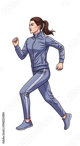 Dynamic Woman Jogging In Athletic Apparel Fitness Motion Activity