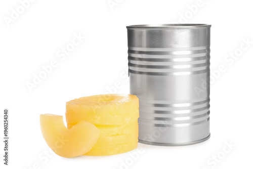 Tin can with sweet canned p...