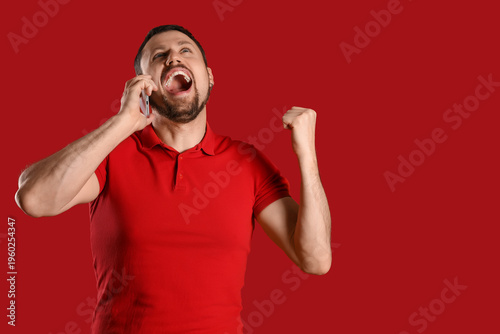 Screaming young man talking...