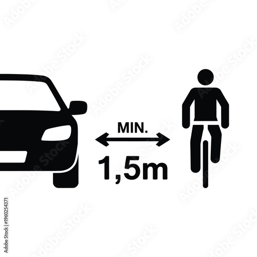 Safety reminder maintain at least 1 5 meters distance between vehicles and cyclists