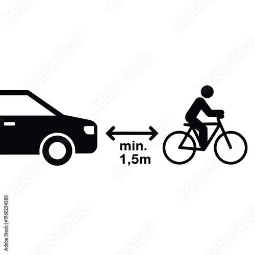 Safety reminder maintain at least 1 5 meters distance between cars and cyclists