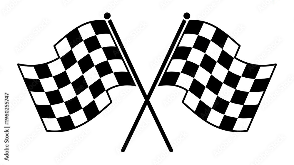Fototapeta premium Two Crossed Black and White Checkered Racing Flags finish line start line