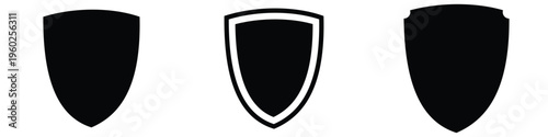Black line shield icon set in vintage style. Protect shield security icons. set of shields.