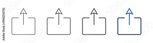 
outline icon set action with down arrow and box design