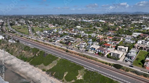 Aerial drone photo of Cardiff with nice house, West Coast of California, Encinitas, United States of America
