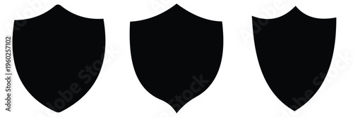 Black line shield icon set in vintage style. Protect shield security icons. set of shields.
