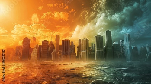 Visible effects of climate change. impacts on nature, weather patterns, and glaciers