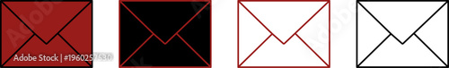 A set of four minimalist envelope icons in different colors and designs