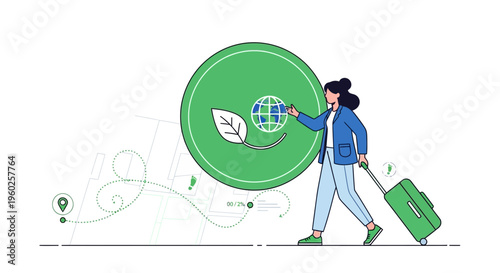 Eco Traveler Navigating Global Sustainability Journey With Digital Map