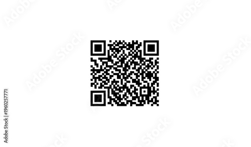 Smartphone QR code scanner icon in vector format showing a mobile device scanning a digital QR barcode, clean flat design with simple geometric shapes, black outline style, minimal modern technology c