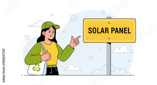 Eco-Conscious Individual Promotes Solar Energy With Informative Signage
